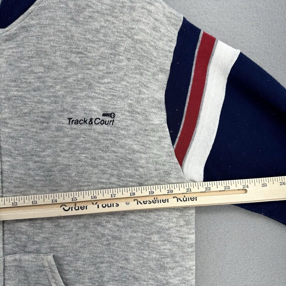 70s USA Track & Court Gray Tennis Zip Up Jacket SOFT Unisex L VTG Gym Retro Prep - Picture 6 of 9